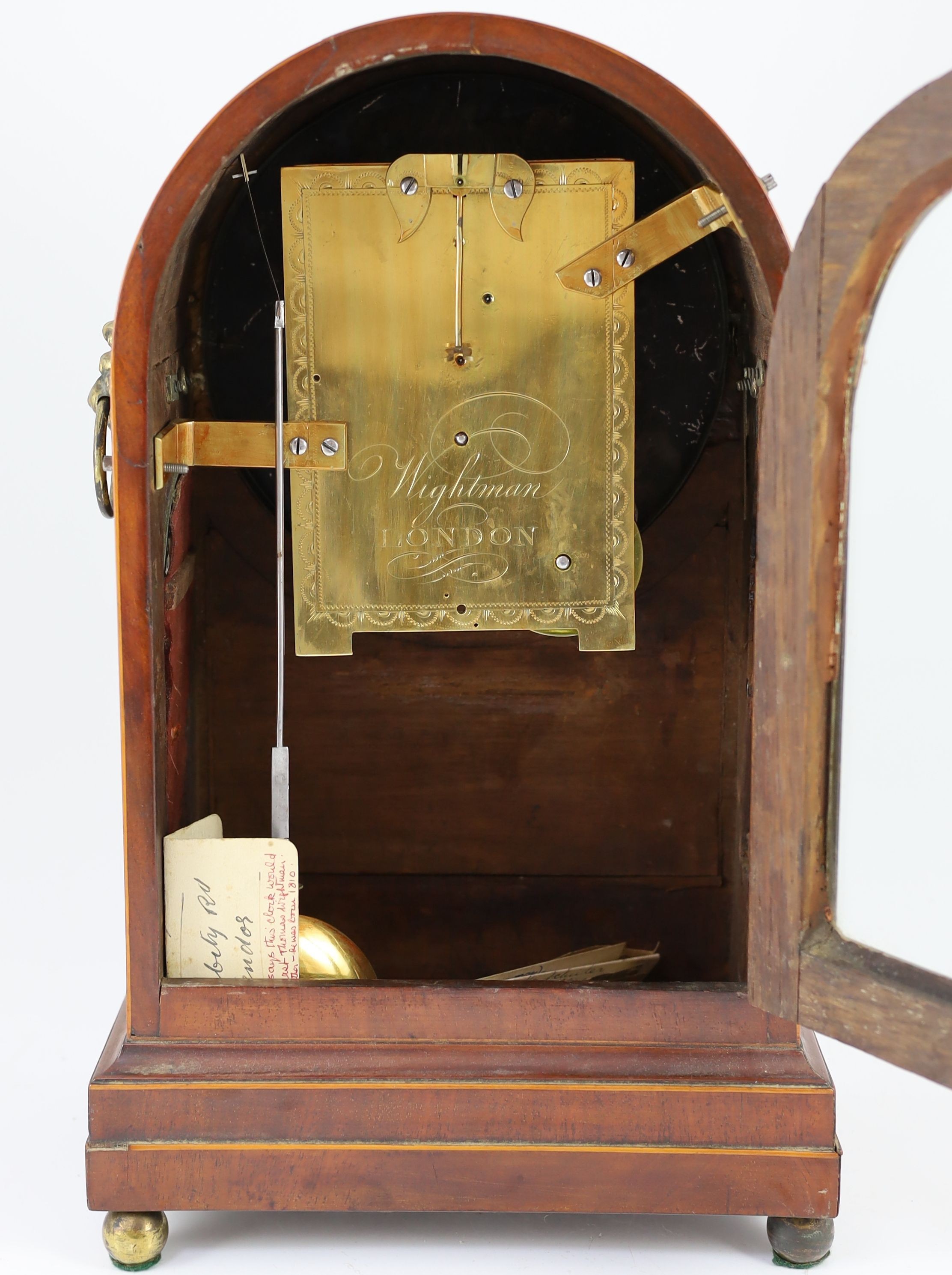 A Regency mahogany mantel timepiece H. 44cm. W. 27cm. D. 17cm.